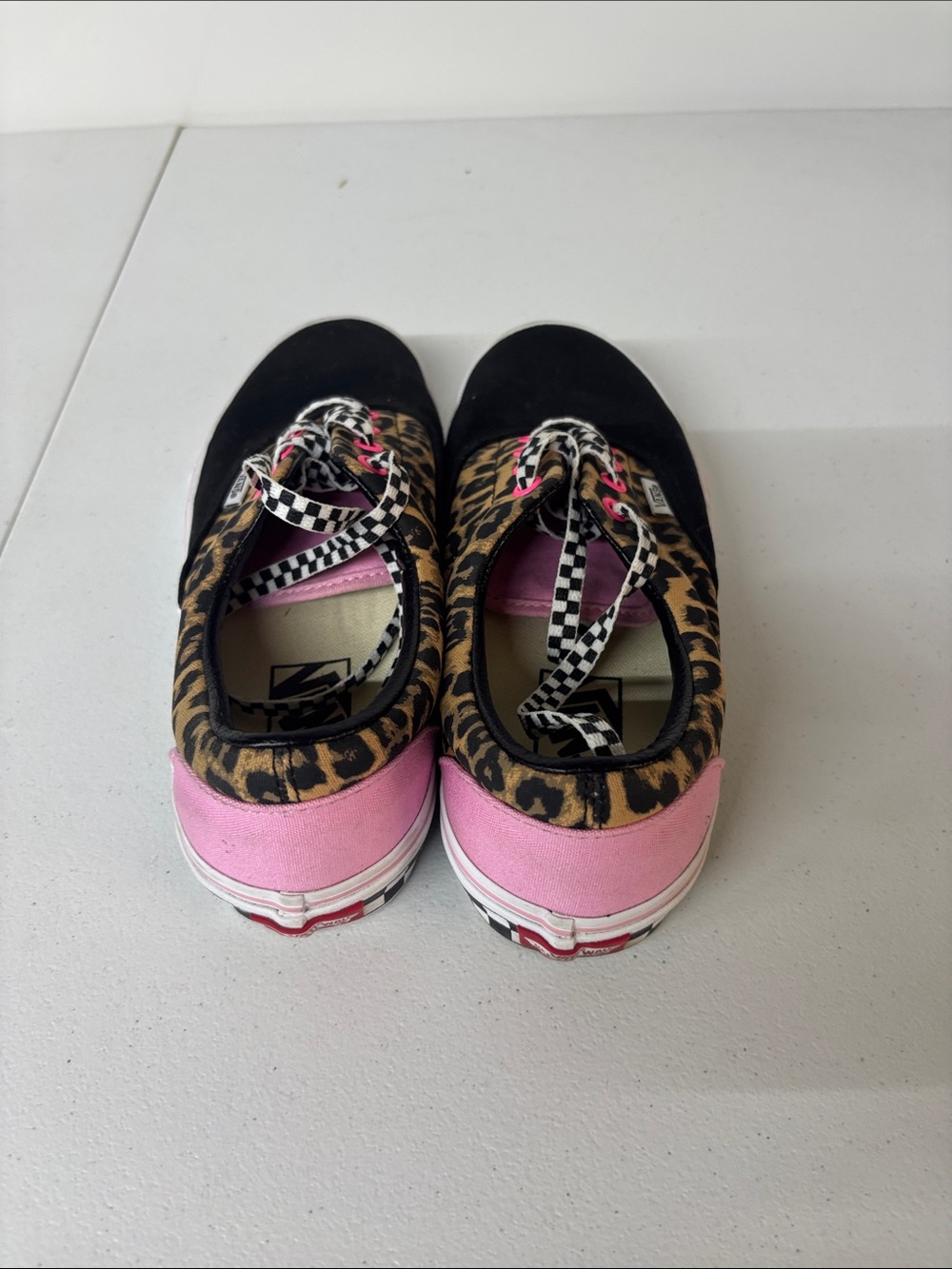 Vans Leopard & Pink Checkerboard Low-Top Sneakers - Picture 4 of 8